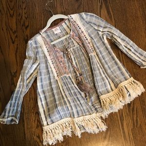 Bohemian fringe light weight jacket